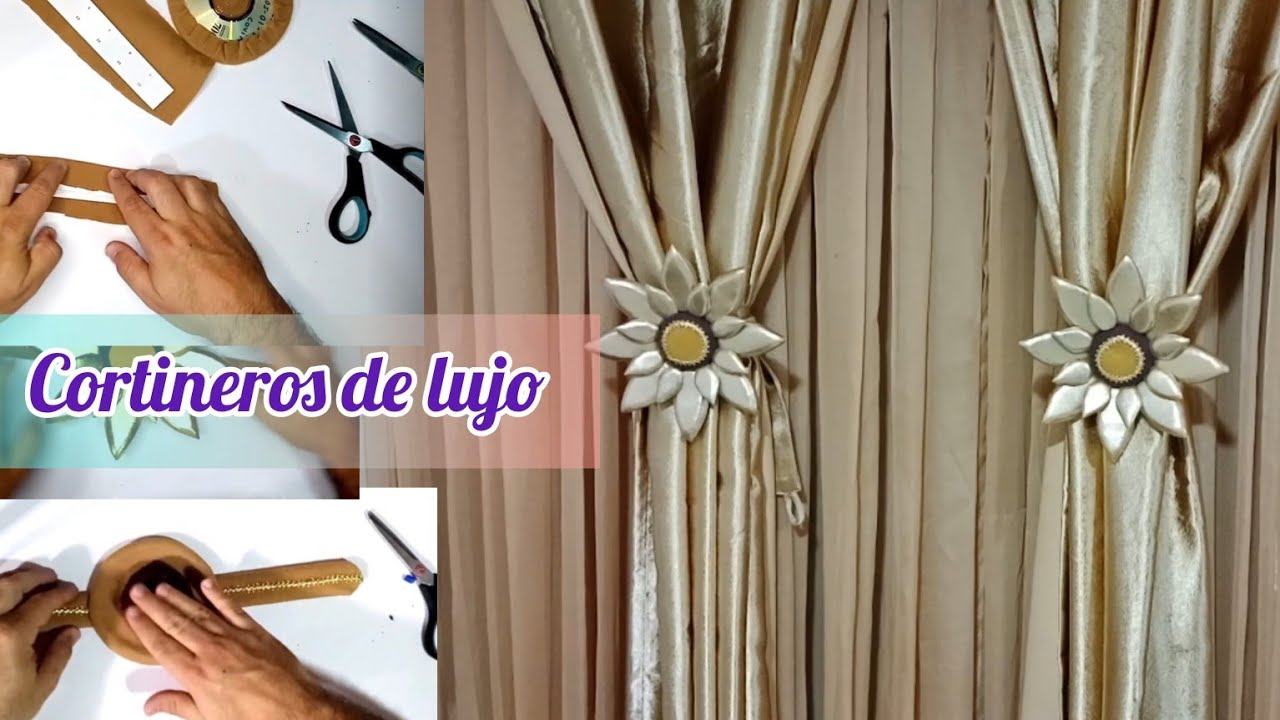 Cortineros lujosos dorados en cartonaje