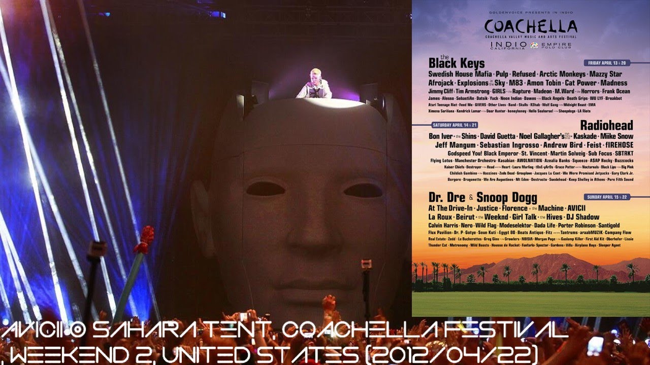 Avicii @ Coachella Valley Music & Arts Festival, Weekend 2, Sahara Tent, United States (2012/04/22)