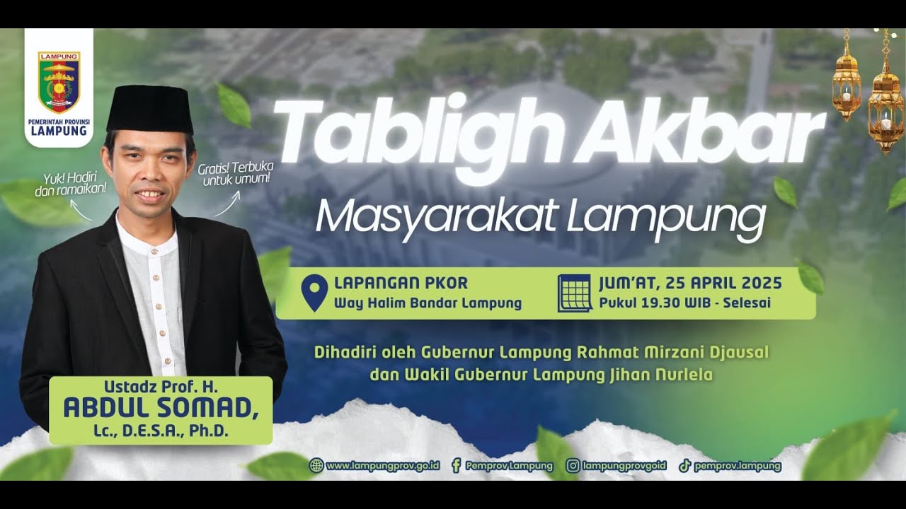 [ LIVE ] Tabligh Akbar Masyarakat Lampung Bersama Ust. Abdul Somad