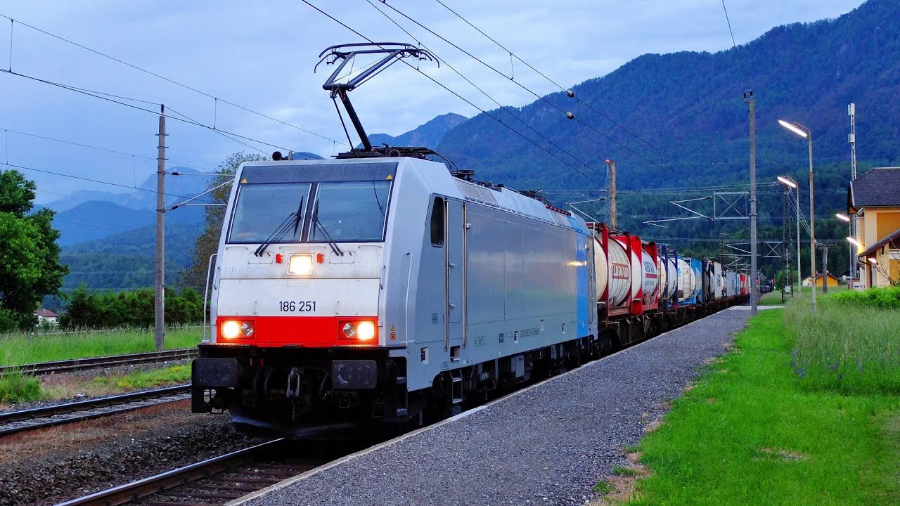 4k Führerstandsmitfahrt Karawankenbahn Jesenice - Villach BR 186