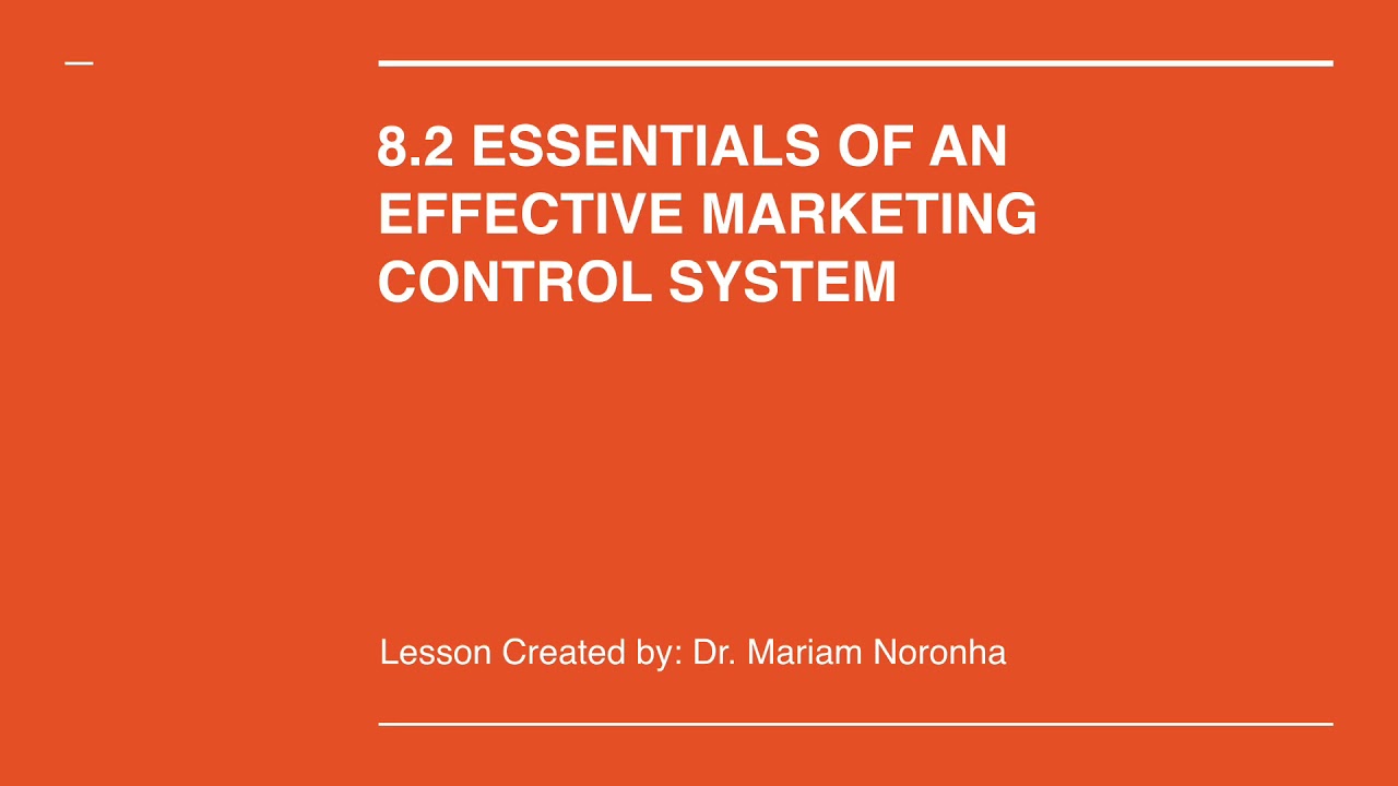 Essentials of an Effective marketing control system