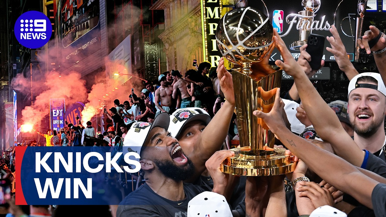 New York celebrates after NBA title win | 9 News Australia