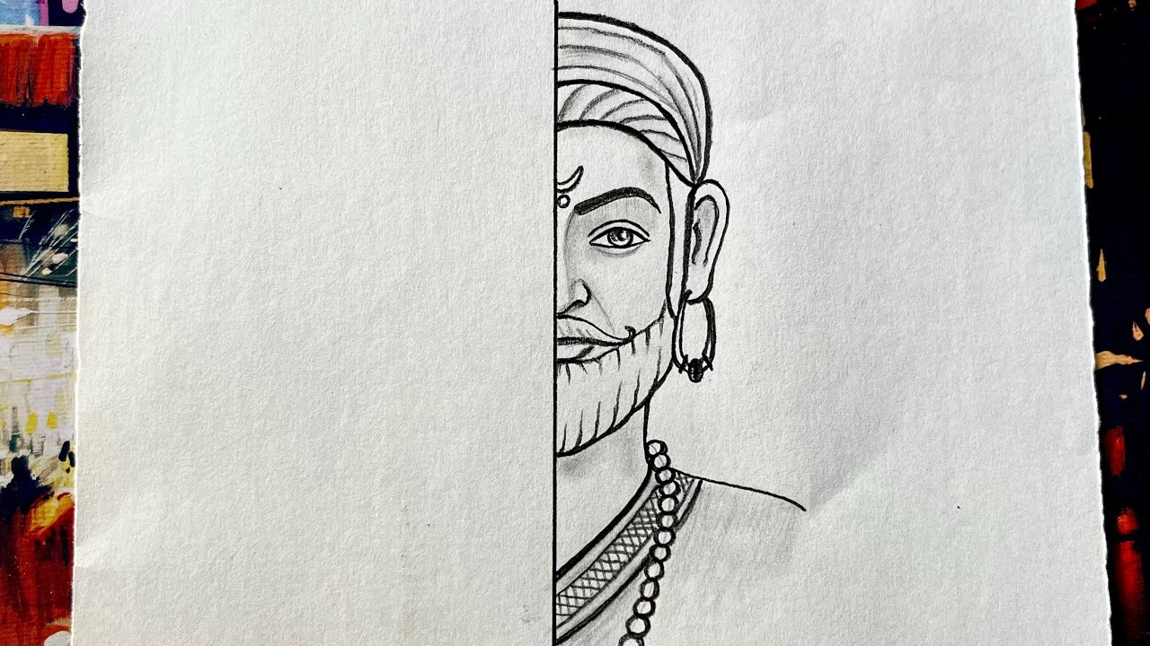 How to draw shivaji maharaj half face drawing easy || Chhatrapati shivaji maharaj || shiv jayanti