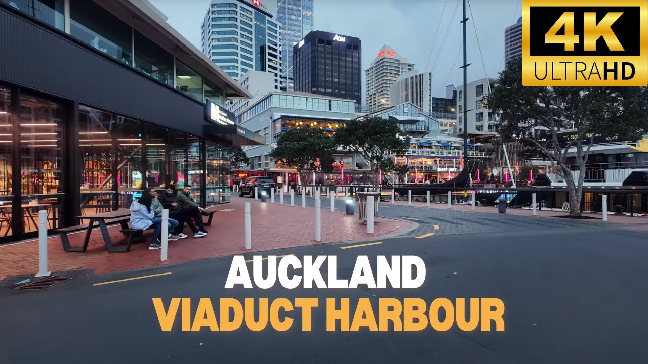 Auckland Viaduct Walk 🇳🇿  | Scenic Waterfront Tour in 4K