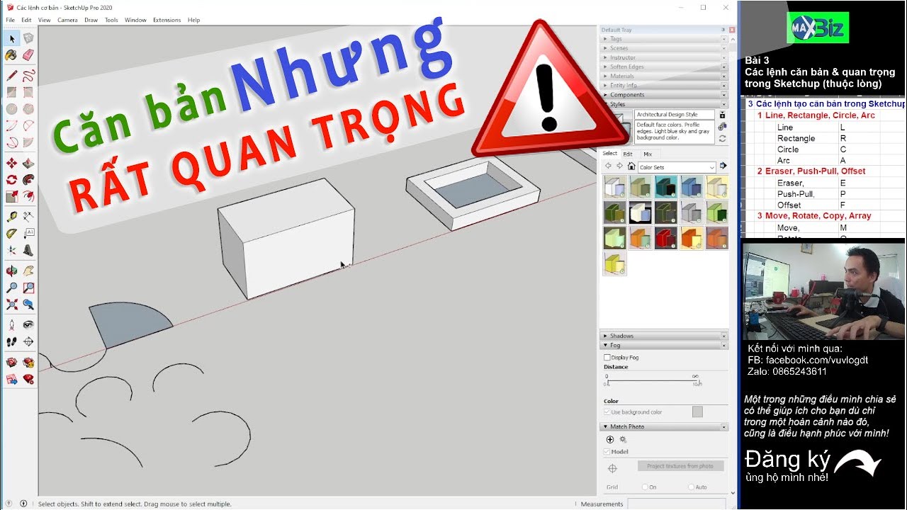 Bài 3 - Các lệnh căn bản và quan trọng trong Sketchup | A bờ cờ