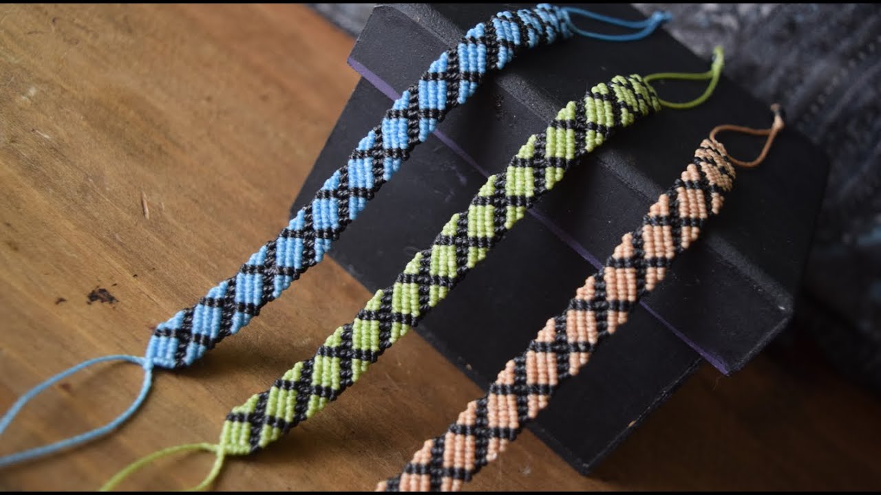 Tutorial de pulsera facil en macrame, (cuadros y cruses)