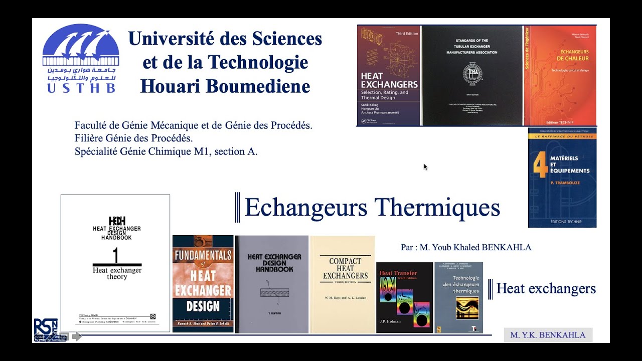 Echangeurs thermiques (1re séance) : Généralités sur les échangeurs thermiques (ET) ou de chaleur.