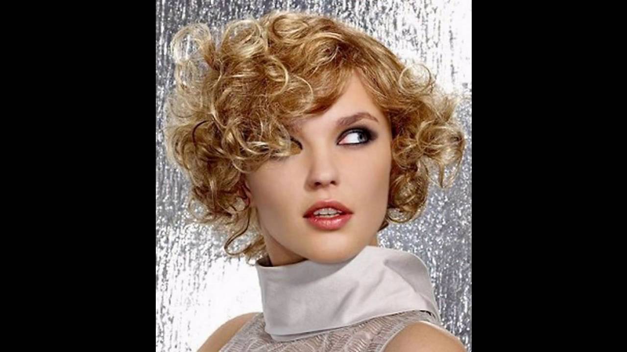 Short hairstyle for curly hair round face