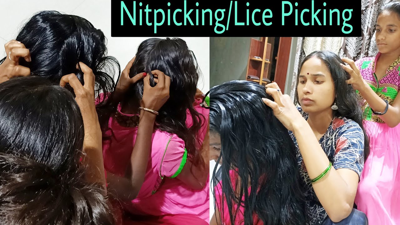 3 Members Nitpicking / Lice Picking Indian Treditional Head Lice Picking By Hands | Group Nitpicking