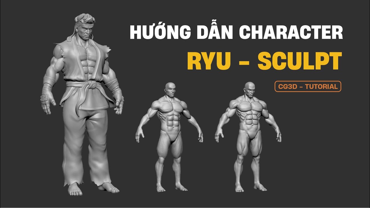 Tự học dựng nhân vật 3D Ryu (Street Fighter) | PART 02 | Main Muscle | CG3D TUTORIAL #ryu