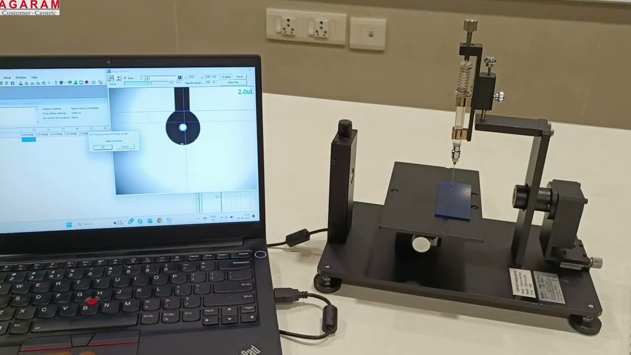 Measuring Contact Angle using DMe-211 Plus | Contact Angle Meters from Kyowa, Japan
