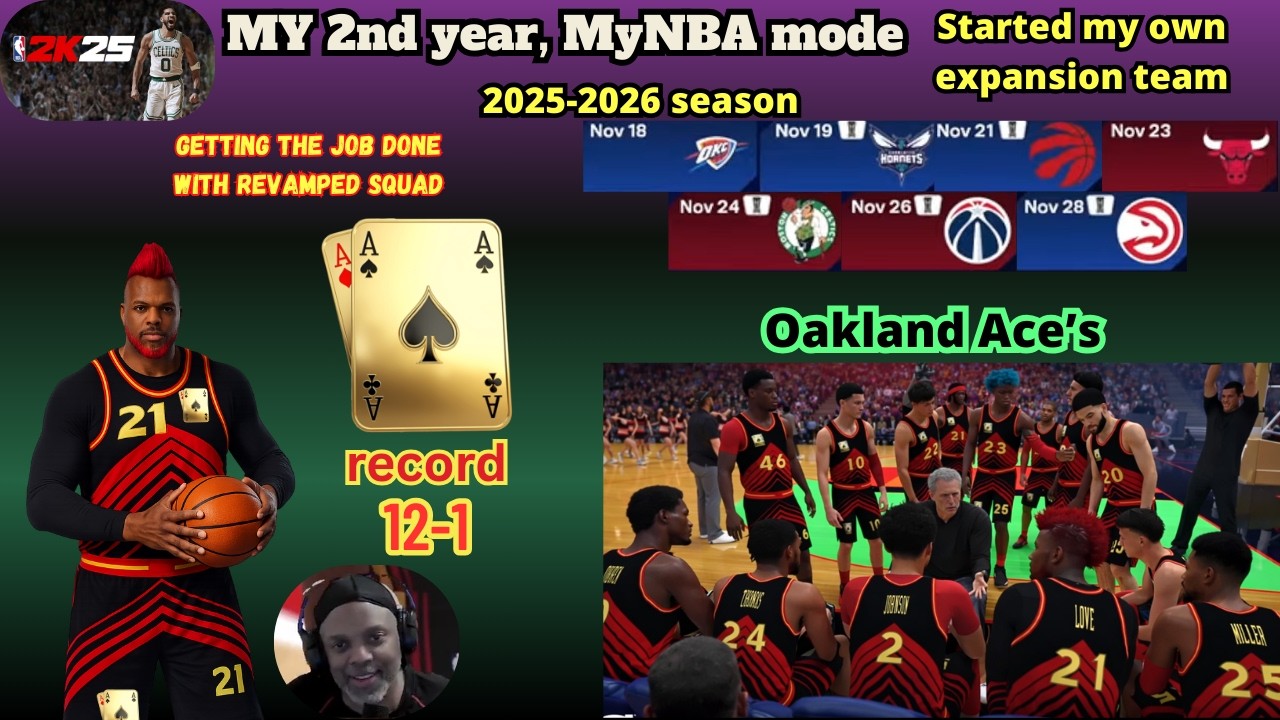 Ace's vs Thunder, Hornets, Raptors, Bulls, Celtics & Wizards. 12-1 started 2nd season in NBA2k25