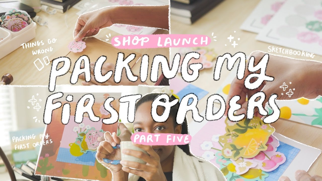 Launching My Art Shop  💌📦 things don't go as planned, packing my first orders, drawing