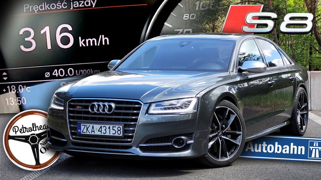 2017 Audi S8 Plus (605 KM) | *316 KM/H* V-max, 0-100, 100-200, 200-300 km/h, Test, AUTOBAHN. | 4K