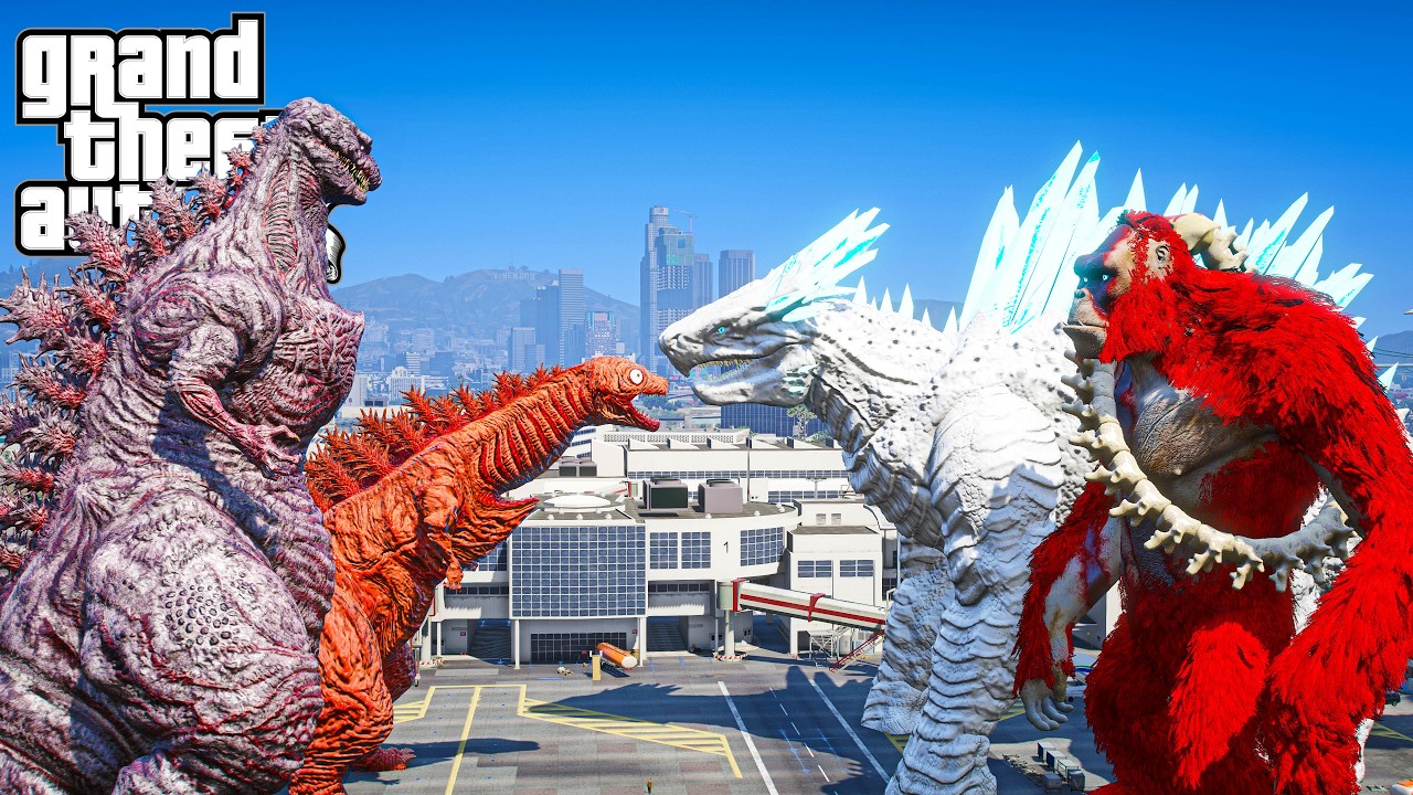 Team Shin Godzilla vs Team Scarking, Shimo - The Legacy of Monsters ( GTA V Mods )