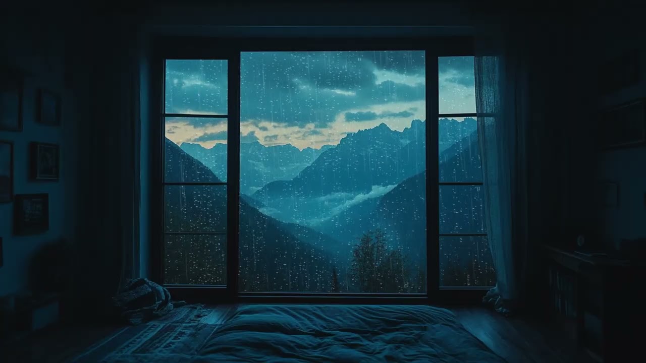 Calm Blue Hour Rain Ambience 🌧️ Cozy Background with Soft Rain for Work, Study, Read and Focus