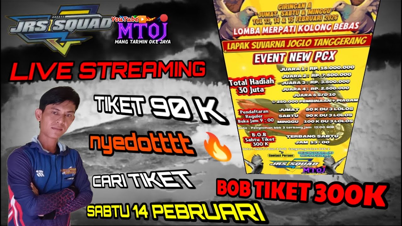 BOB & CARI TIKET LAPAK SUVARNA JOGLO PASAR KEMIS TANGERANG EVENT 30JT SABTU 14 PEBUARI 2026 nyedottt