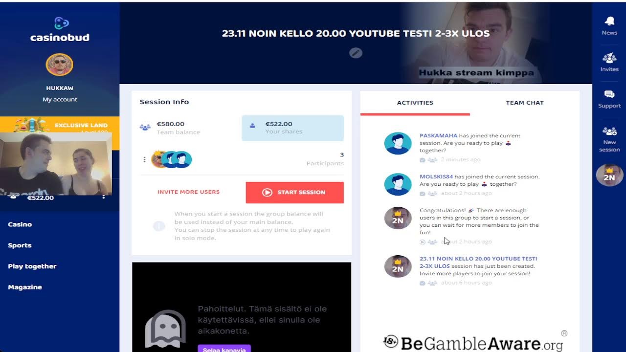 Kimppa testailua hukkaW youtube live slots