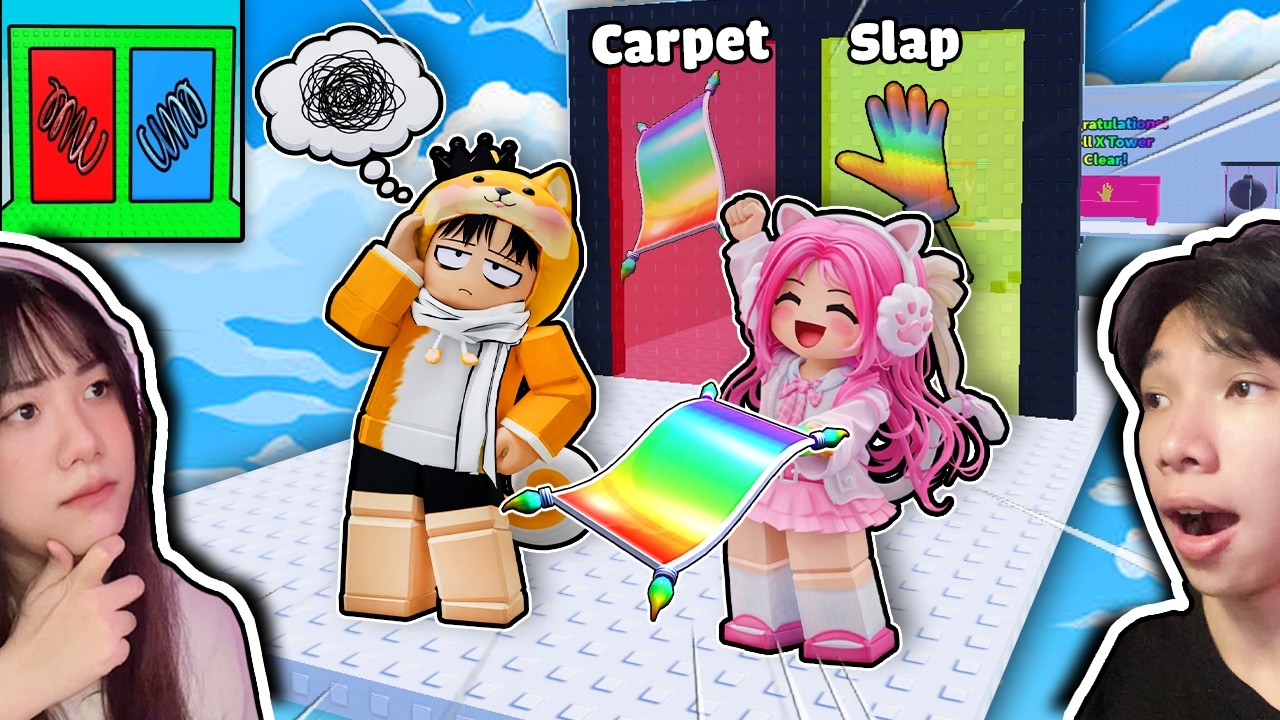 Leo Tháp Chọn Vật Phẩm Miễn Phí Cùng Người Yêu 😲 Ngáo Và Kemy Would You Rather Gear Tower Roblox 😋