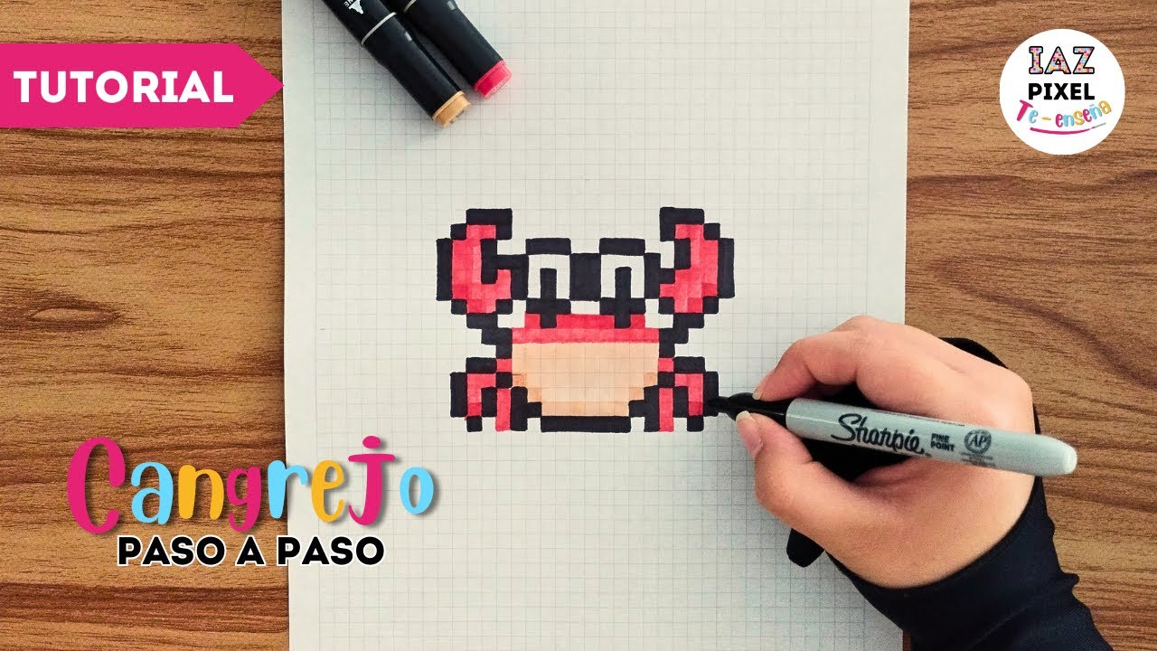Como dibujar un CANGREJO en PIXEL ART – Tutorial paso a paso #pixelart #cangrejo