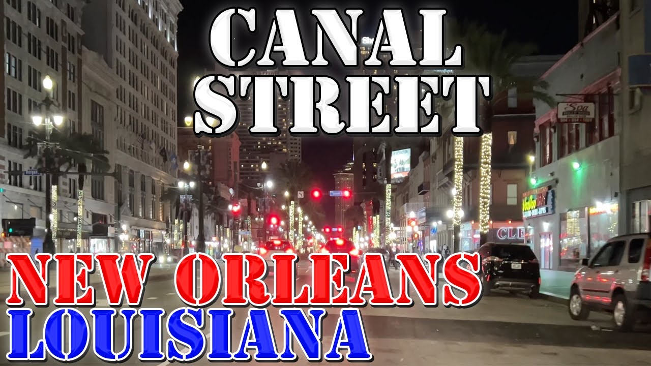 Canal Street - New Orleans - Louisiana - 4K Night Street Drive