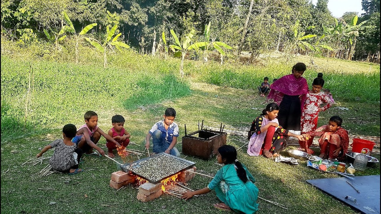 Picnic Of Quail Eggs & Hodgepodge By Village Kid's - Tasty Food Preparing By Children