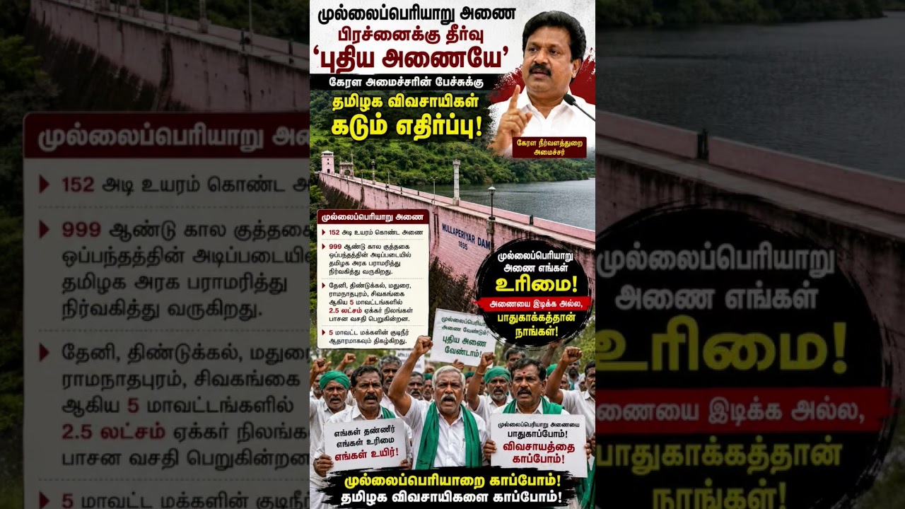 Mullaperiyar Dam Issue: Tamil Nadu Farmers Oppose Kerala Minister&rsquo;s New Dam Proposal.