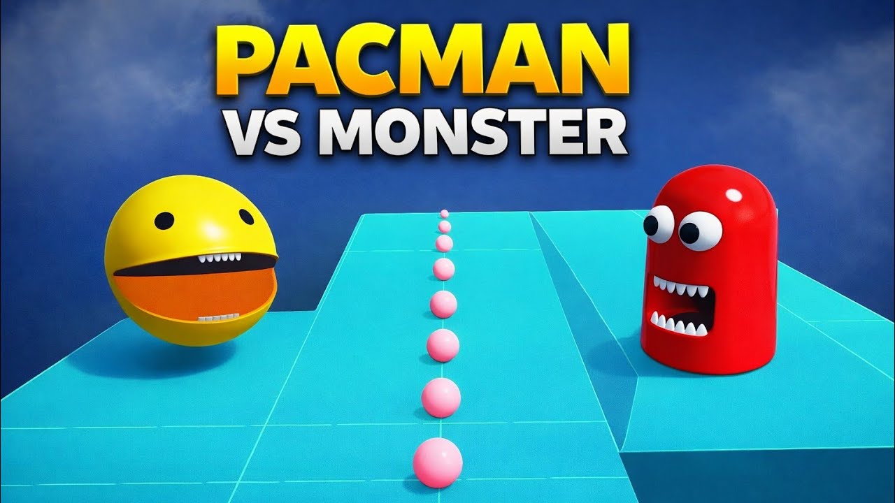 Пакман против монстра – кто победит? 😨 Веселый 3D-геймплей