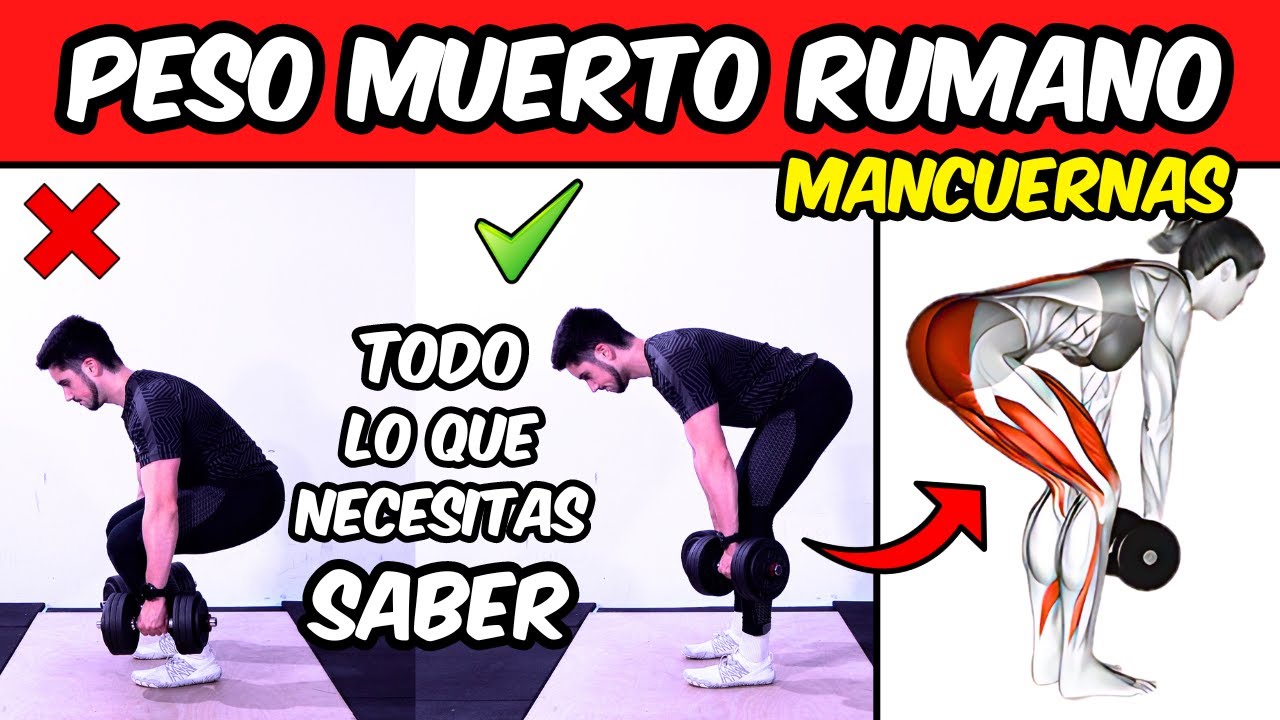 Peso Muerto RUMANO Mancuernas ❌ Errores más comunes ✅ Soluciones - Tutorial Técnica