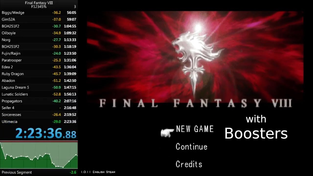 Final Fantasy VIII Boosters% (Windows 7) speedrun - 2:23:36