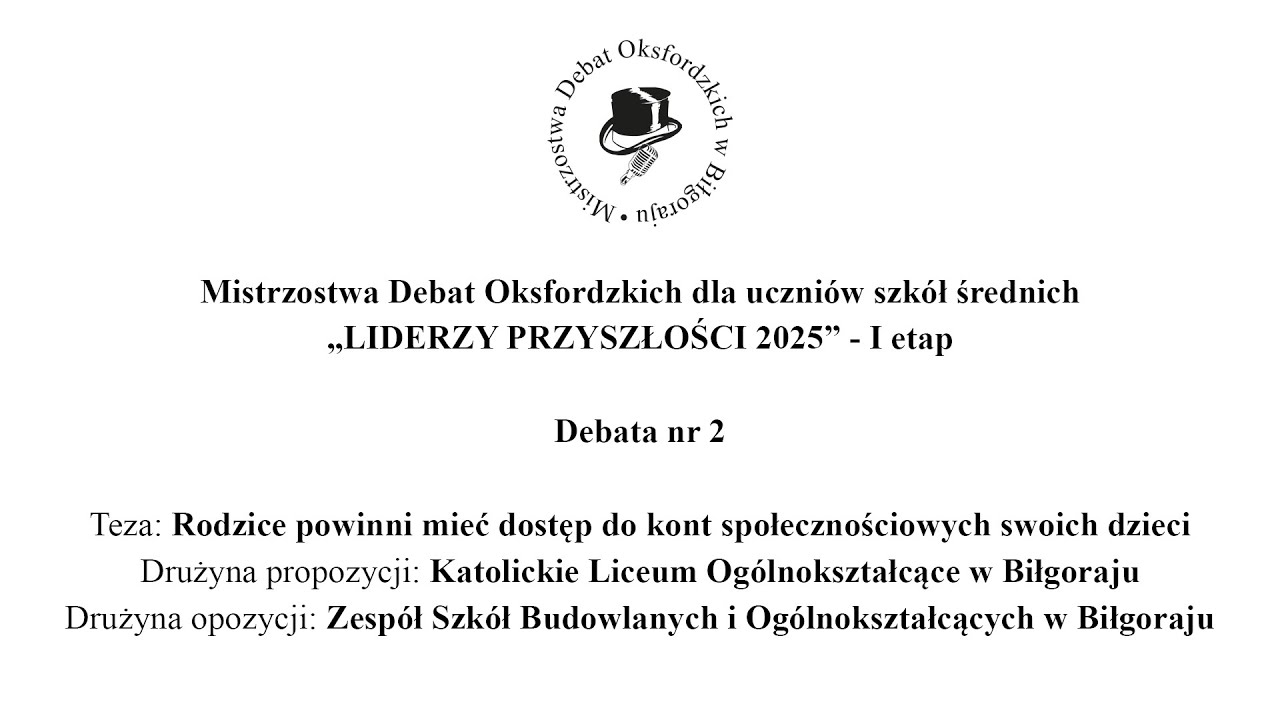Mistrzostwa Debat Oksfordzkich 2025 - debata 2