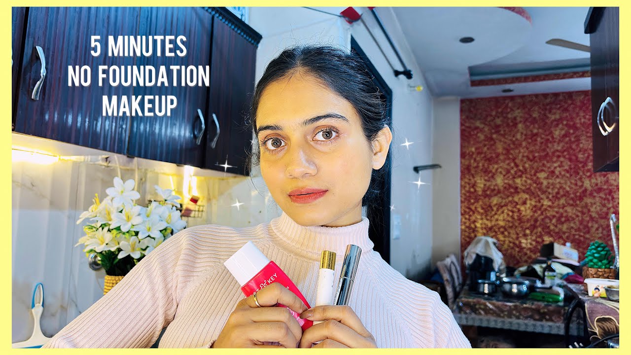 5 Minutes No Foundation Makeup with just 3 Products • Beginner Friendly | Aarjoo Satwal ✨