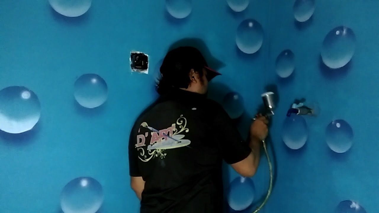 Cara Membuat Cat Effect Tetesan Gelembung Air Di Dinding !! How to make bubble with spray paint