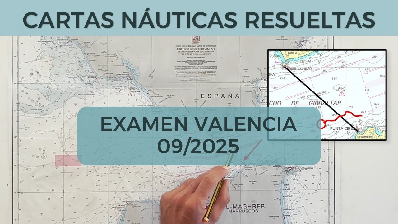 Cartas náuticas resueltas: examen PER Comunidad Valenciana setiembre 2025