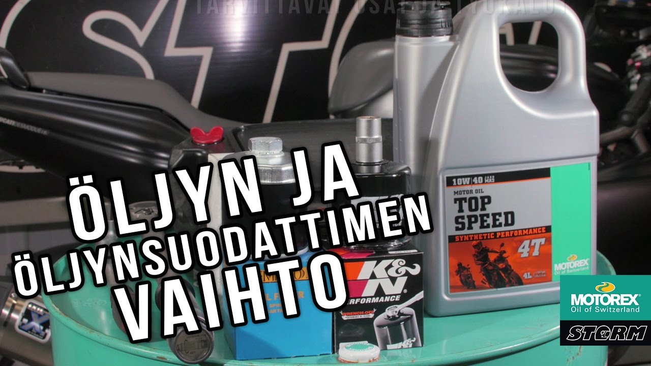 Moottoripyörän öljyn ja öljynsuodattimen vaihto
