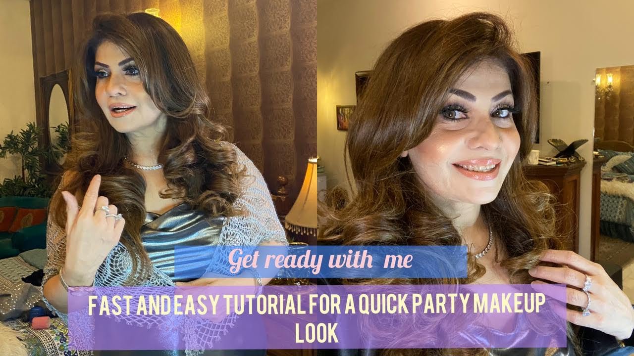 FAST AND QUICK MAKEUP with glitter for a party look with dramatic 5 d lashes