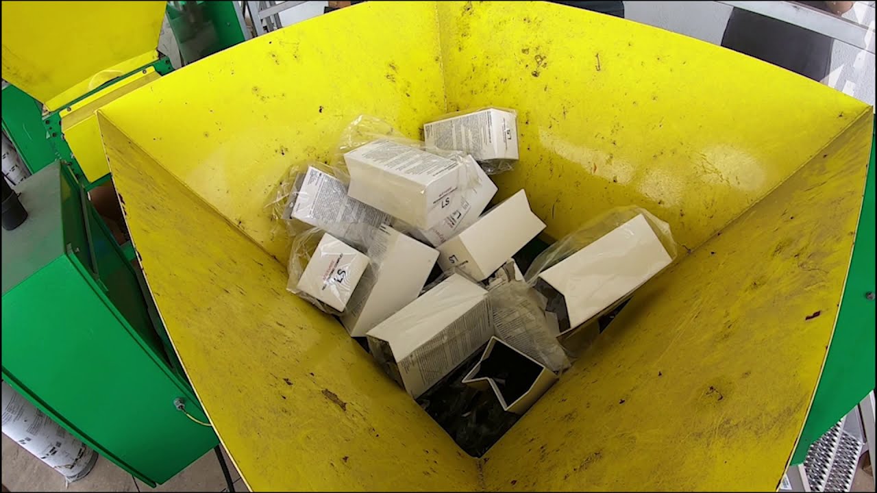 SHRED TEST - Cosmetics and Cardboard Packaging - H-10 Hybrid Shredding System | CM Shredders