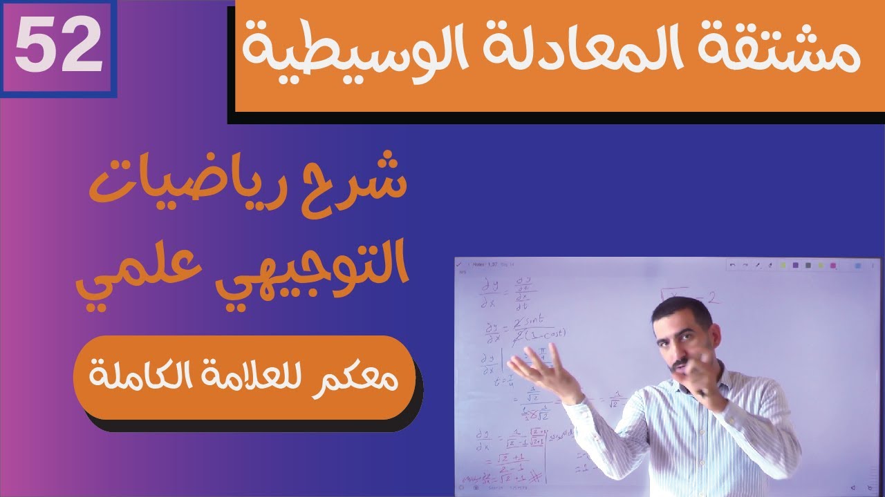 مشتقة المعادلة الوسيطية قاعدة السلسلة توجيهي علمي 2005 رياضيات المنهاج الجديد 52