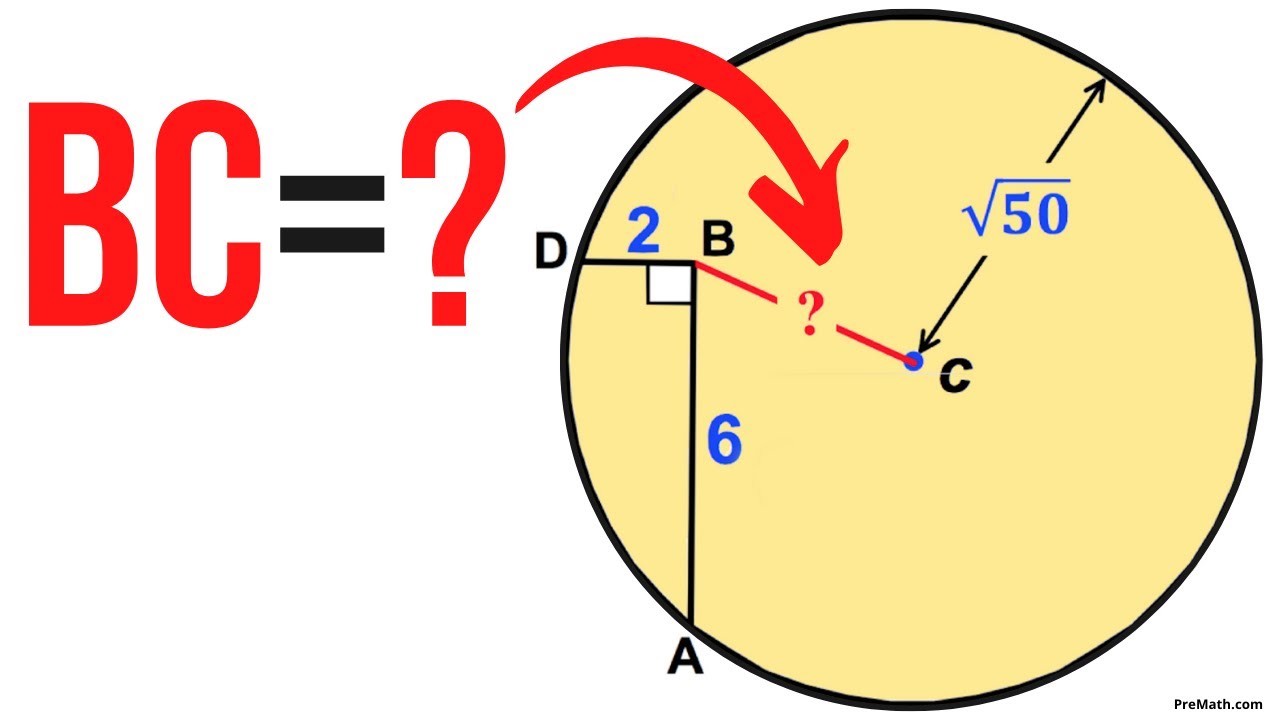 Calculate the Length of BC in a Circle that has a Radius of √50 | Step-by-Step Tutorial