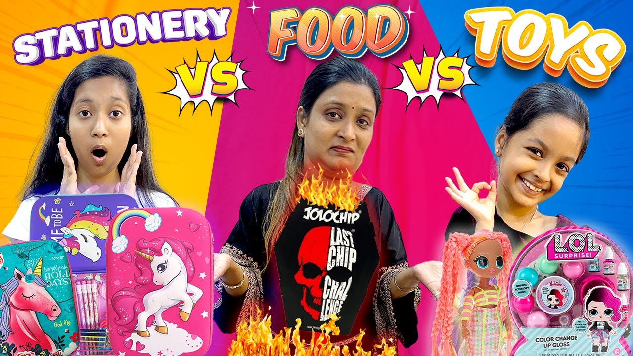 ЭКСТРЕМАЛЬНАЯ ЕДА 🍛 vs КАНЦЕЛЯРСКИЕ ТОВАРЫ 🖊️ vs ИГРУШКИ    ВЫЗОВ!| Семейное развлечение