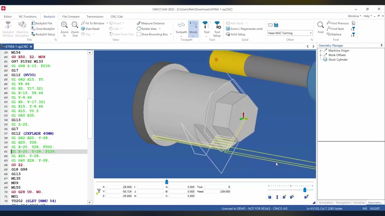 Mill-Turn in CIMCO Edit 2022 (C+Y Axis)