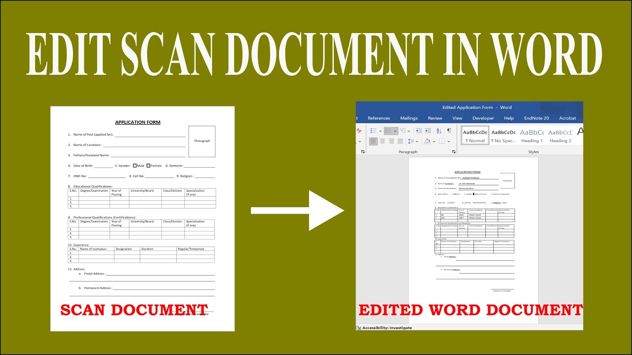 How to Edit Scan Document in Microsoft Word