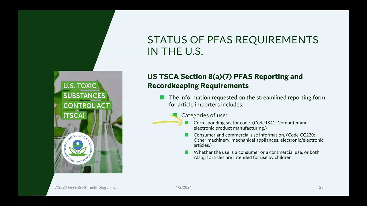 PFAS Restrictions in the United States under the Toxic Substances Control Act (TSCA) Section 8(a)(7)