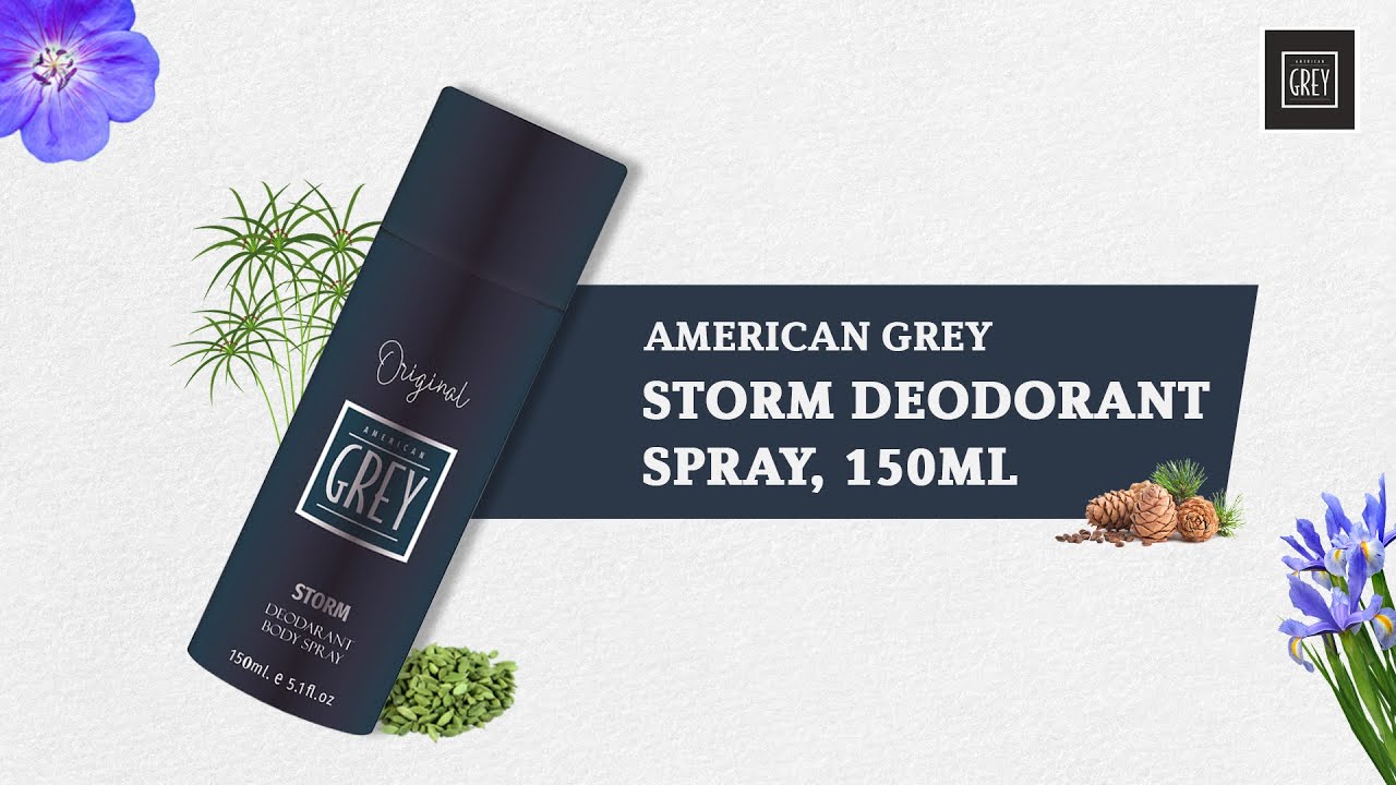 Stimulating & Vibrant Fragrance: Storm Deodorant Spray | American Grey