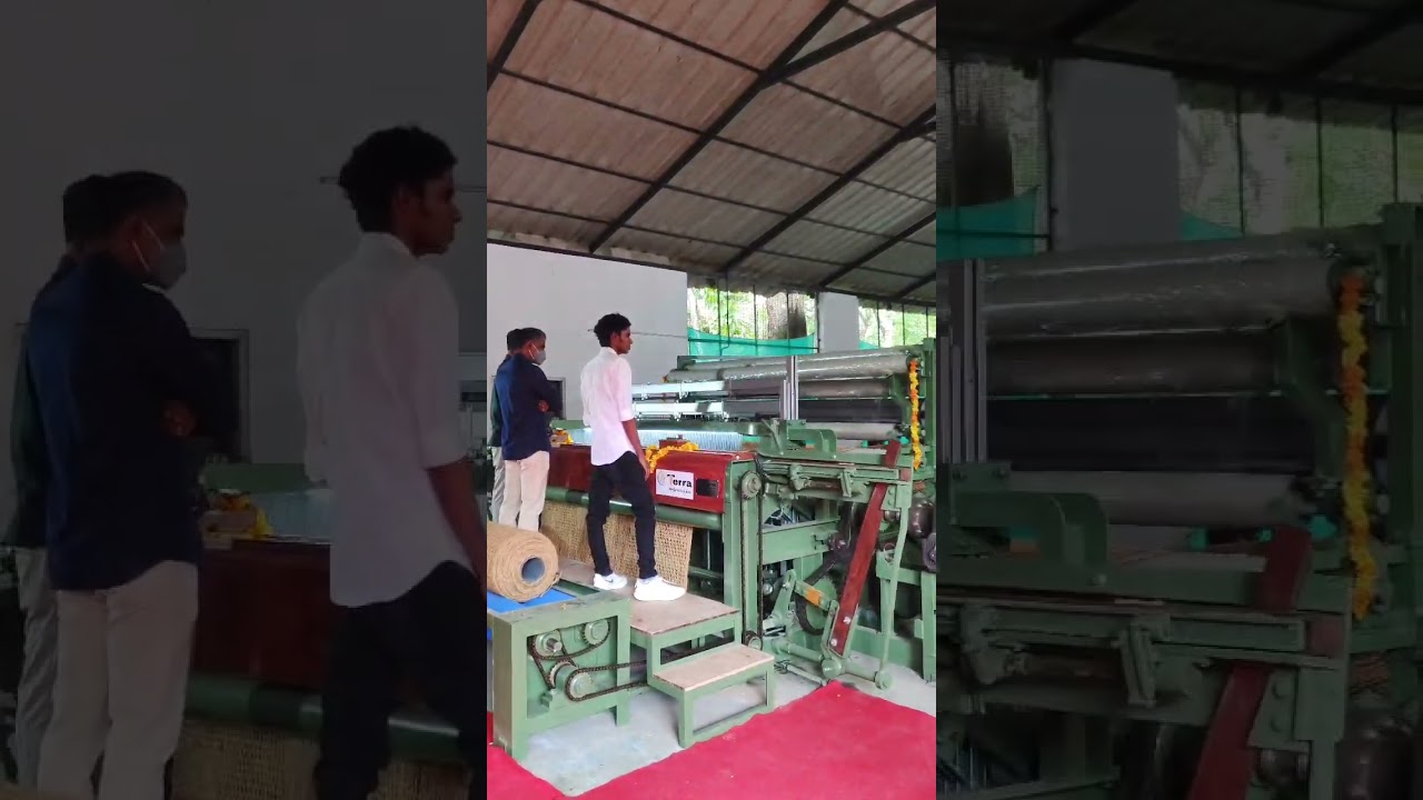 COIR GEOTEXTILE MAT WEAVING IN OUR POWER LOOM/AUTOMATED WEAVING.