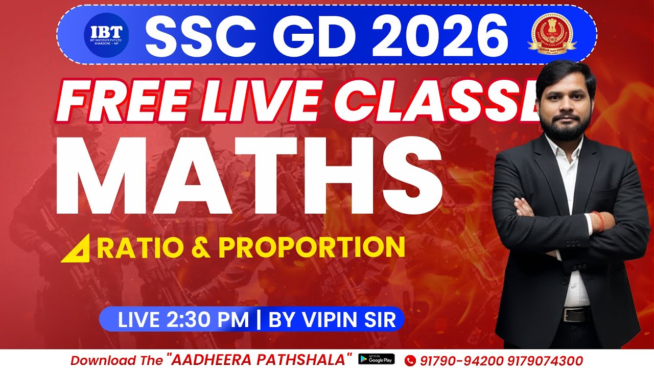📐 RATIO & PROPORTION | MATHS PRACTICE SET | MTS / GD | SSC-GD FOUNDATION BATCH 2026 | By Vipin Sir