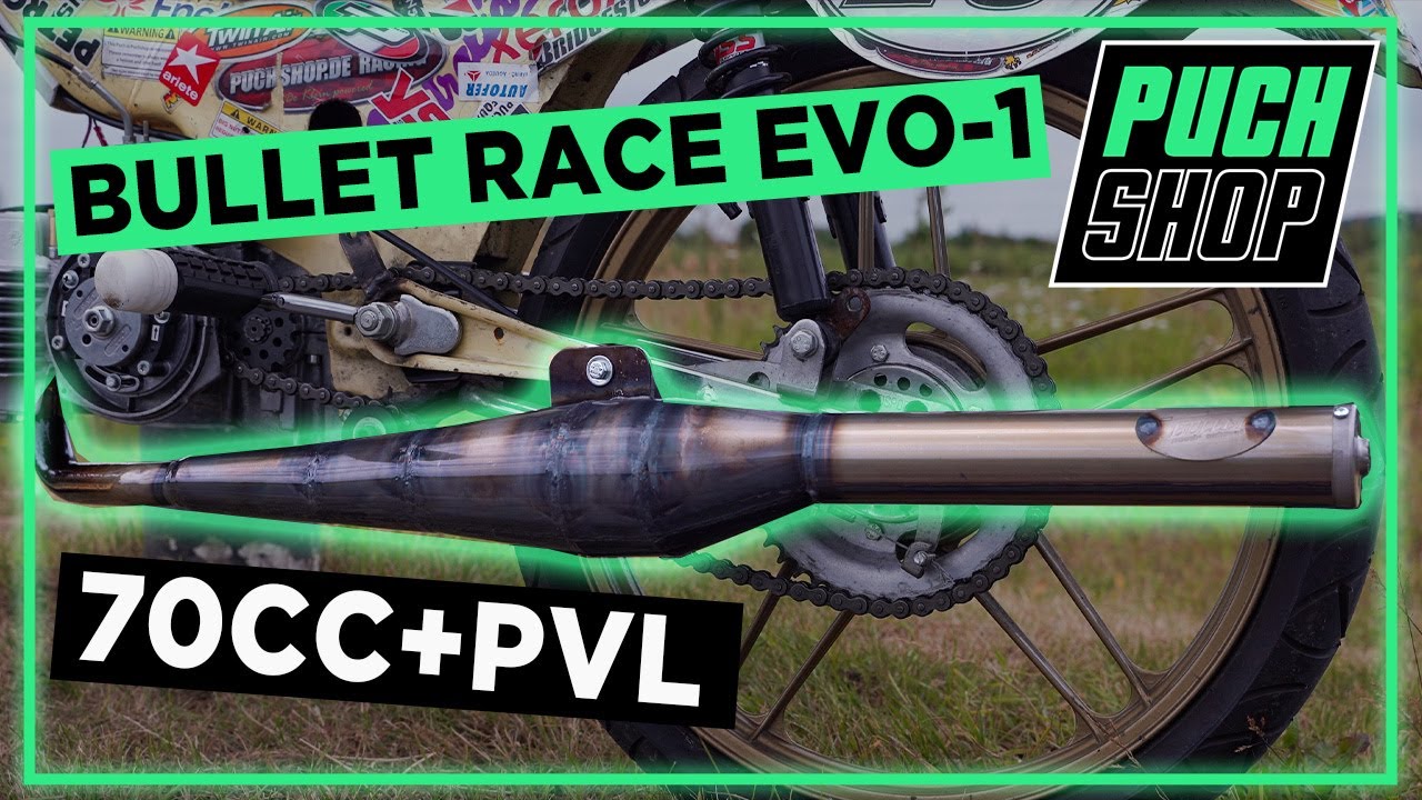 BULLET RACE EVO-1 Puch Maxi 70cc Auspuff sound test + Fly by