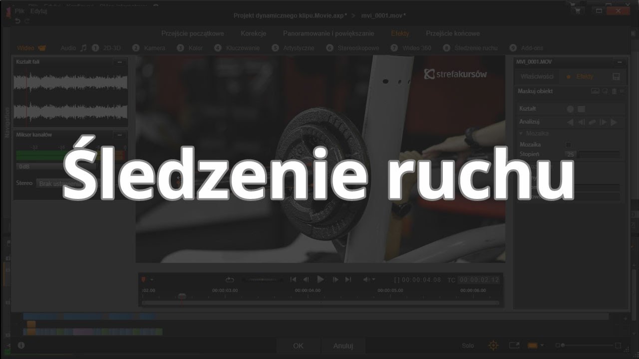 Kurs Jak montować filmy w Pinnacle 20: Śledzenie ruchu ▶strefakursow.pl◀