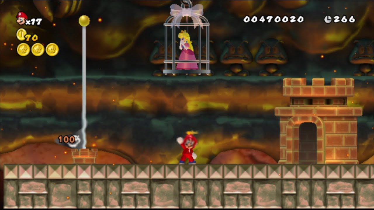 New Super Mario Bros Wii Glitches - The Flagpole in the Final Boss