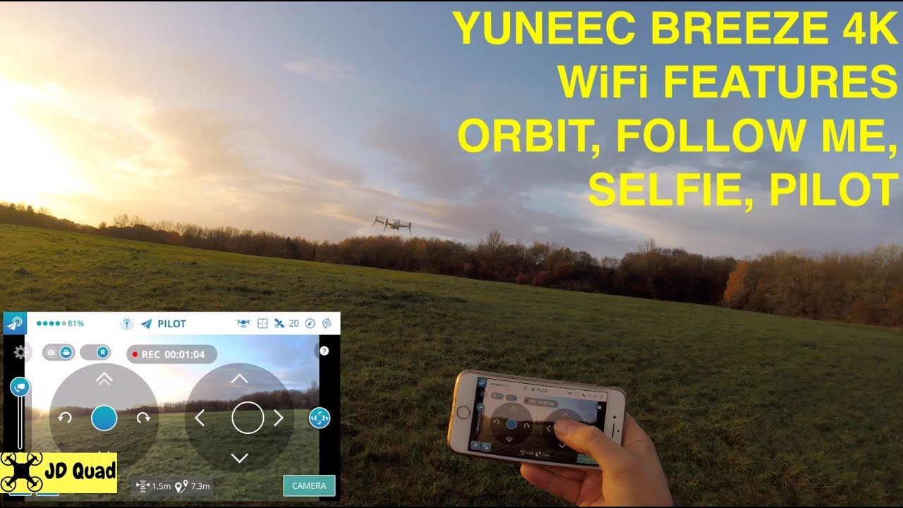 Yuneec Breeze 4K WiFi Features Test Orbit, Selfie, Follow Me Flight Test Video